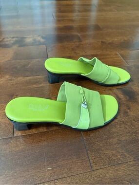 Munro Lime Green Slide Mules